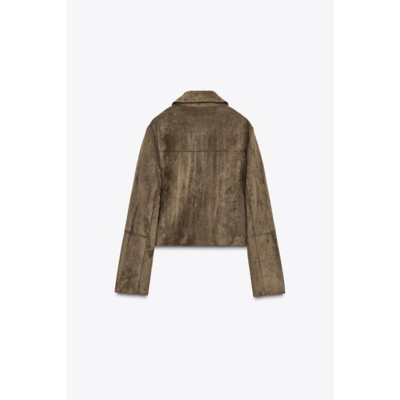 ZARA FAUX SUEDE CROPPED JACKET - Picture 7 of 8